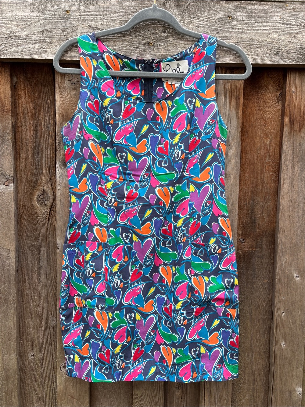 Vintage Lilly Pulitzer Silk Shift Dress - Hearts Navy Base - Interior Flaw 4
